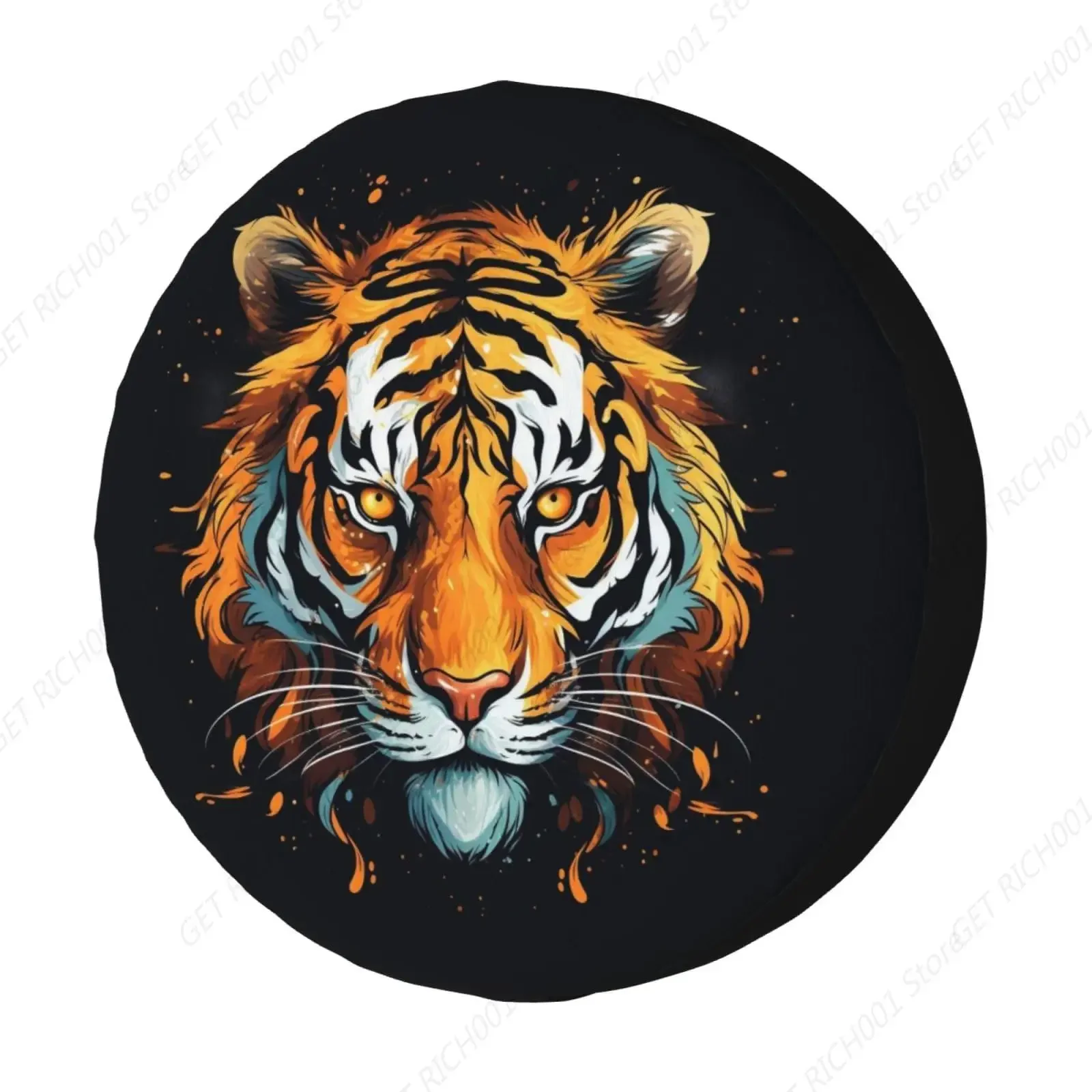 Cool Tiger Face Spare Tire Cover Dust-Proof Wheel Tire Cover Fit Trailer, Rv, Suv And Many Vehicle 14inch