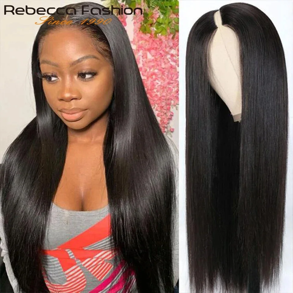 Rebecca Straight Hair U Part Human Hair Wigs For Women Natural Black Brown Brazilian Straight Human Hair V Part Wigs U Shape Wig