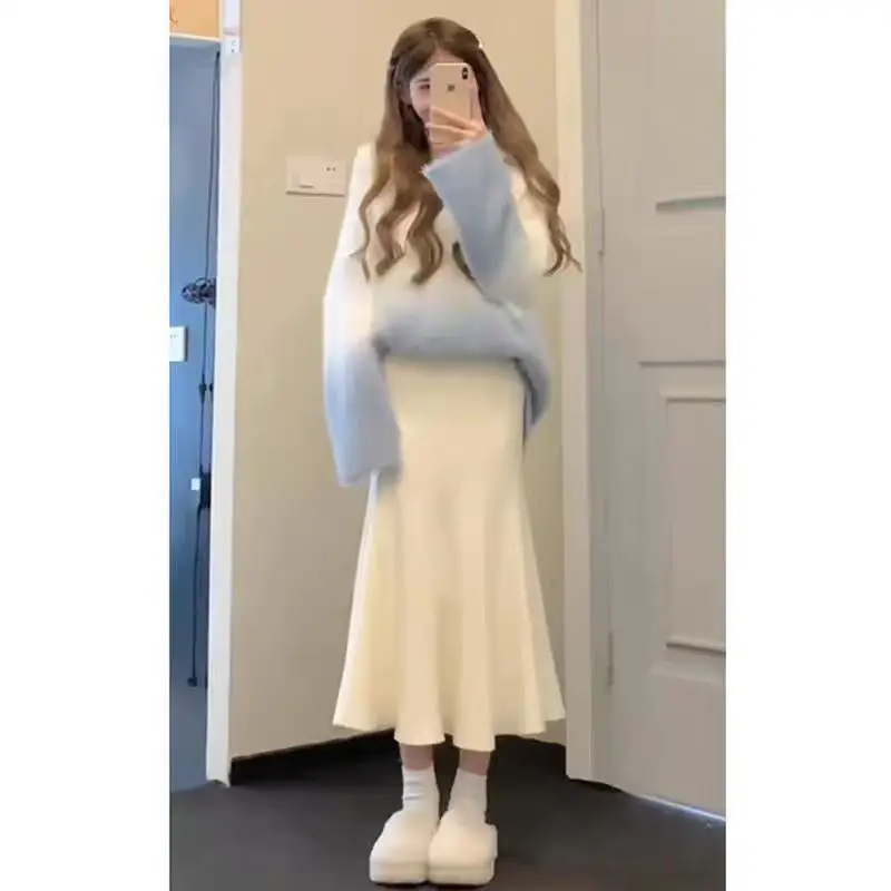 Sweaters Jumpers Pullovers Woman Y2K White Chenille Western Style Patterned Regular Autumn Festival Halloween Party Scary Spooky