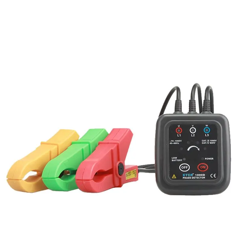 A25P ETCR1000D Portable 3 Phase Rotation Indicator AC 70-1000V 45-65Hz Digital Phase Detector