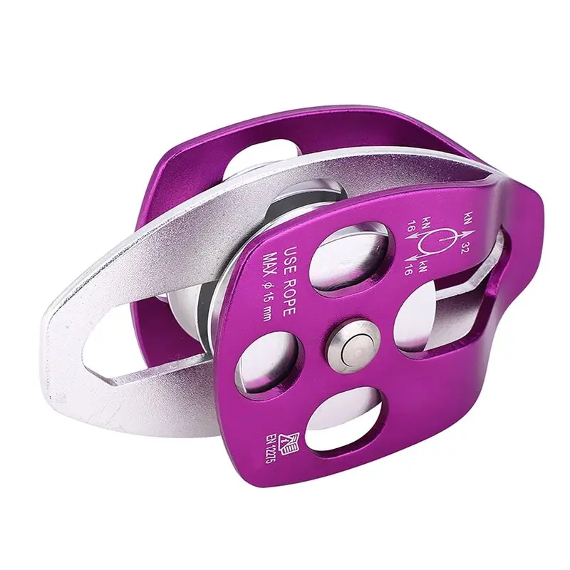 Double Pulley for Rock Climbing Mountaineering – Aviation Aluminum, Side Swing Design, Outdoor Climbing Pulley