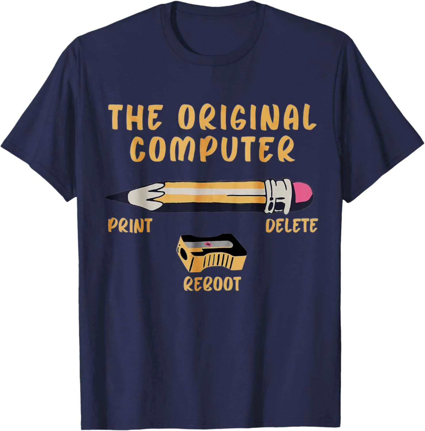 The Original Computer Sarcastic Funny IT Tech Print Delete Adult Heavyweight T-Shirt Cotton Graphic Tee Tops Camiseta Streetwear