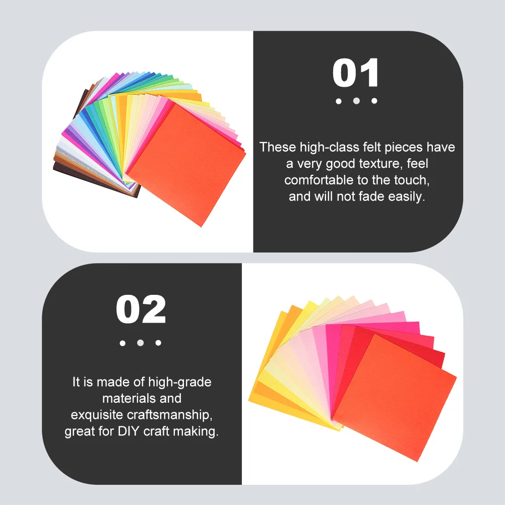 40 個のフェルト布片高級正方形 DIY クラフト作成材料子供用快適な色褪せない縫製用品