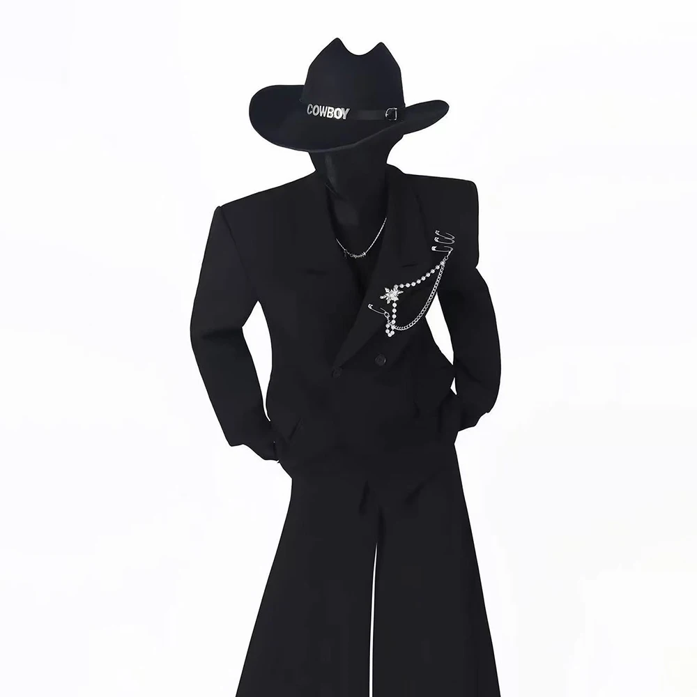 Autumn New Men's Solid Color Long-Sleeve Suit Jacket American Retro Fashion Trendy High Street Loose Simple Casual Men's Top