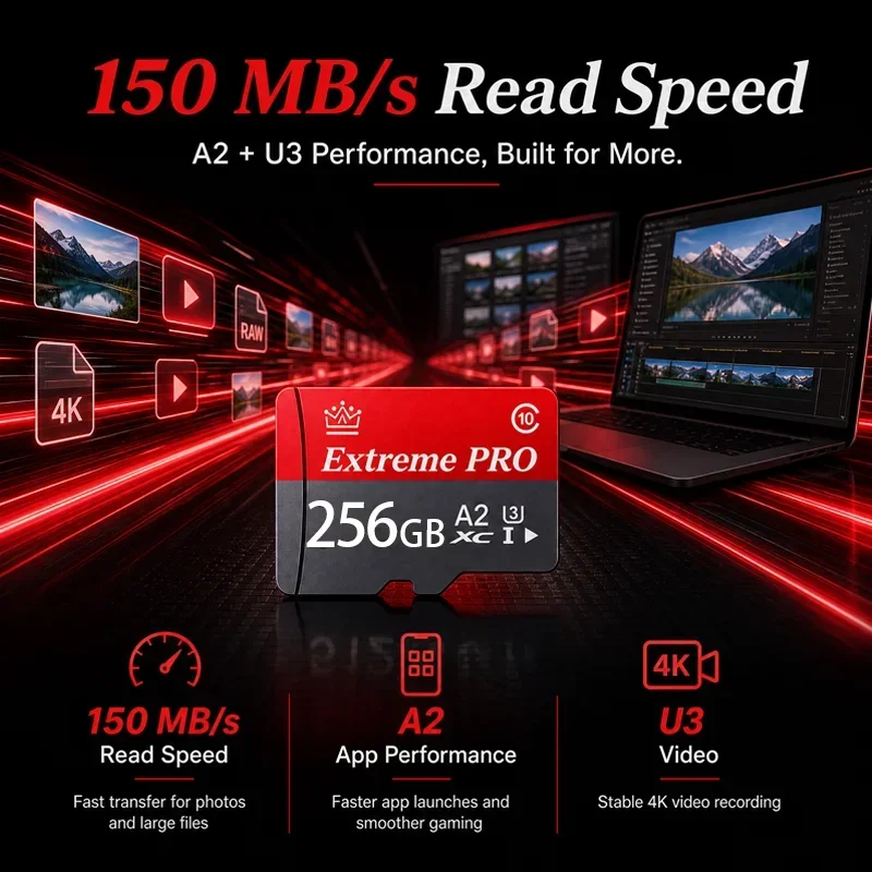 Reliable High Speed Durable Extra Fast Read Write Security Camera 128GB 256GB Micro TF SD Card Class 10 Pro Max Unit Plus System