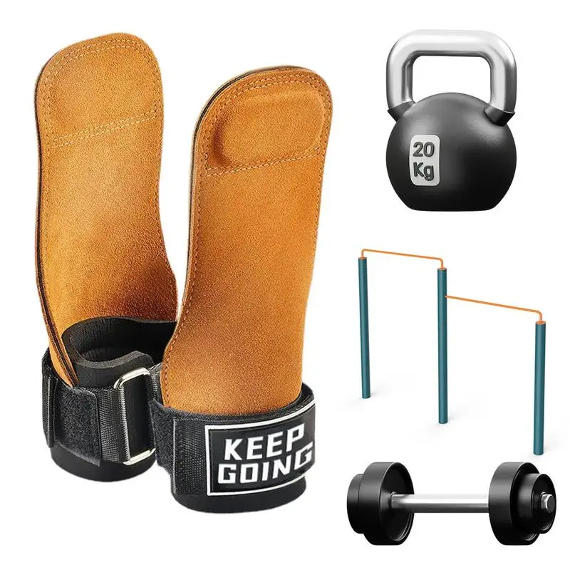 Weight Lifting Wrist Hooks Straps Wrist Wraps With Cushion Leather Hand Grips Fitness Workout Pads Hand Grips For Cross Training