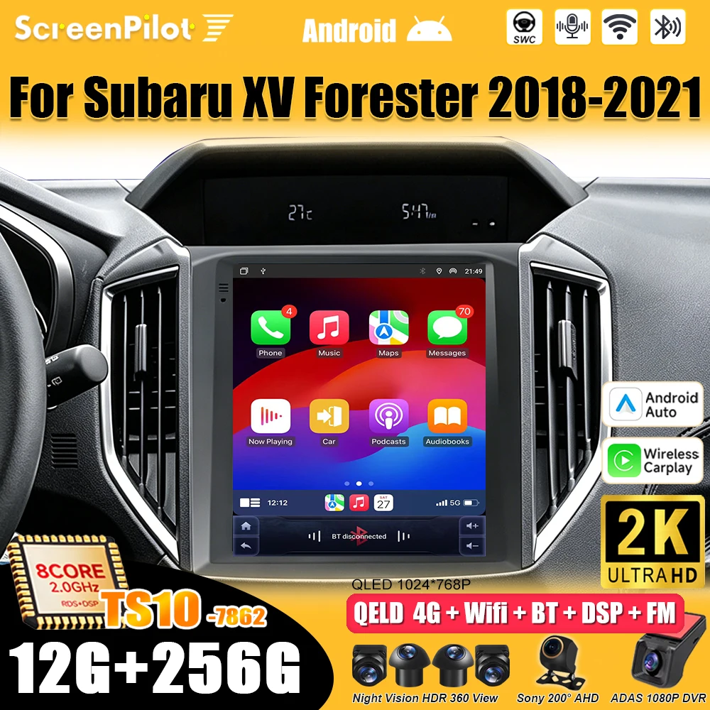 Android 16 For Subaru XV Forester 2018-2021 Car Radio Stereo Head Unit Multimedia Video Player GPS Navigation 2K QLED 9.7Inch 5G