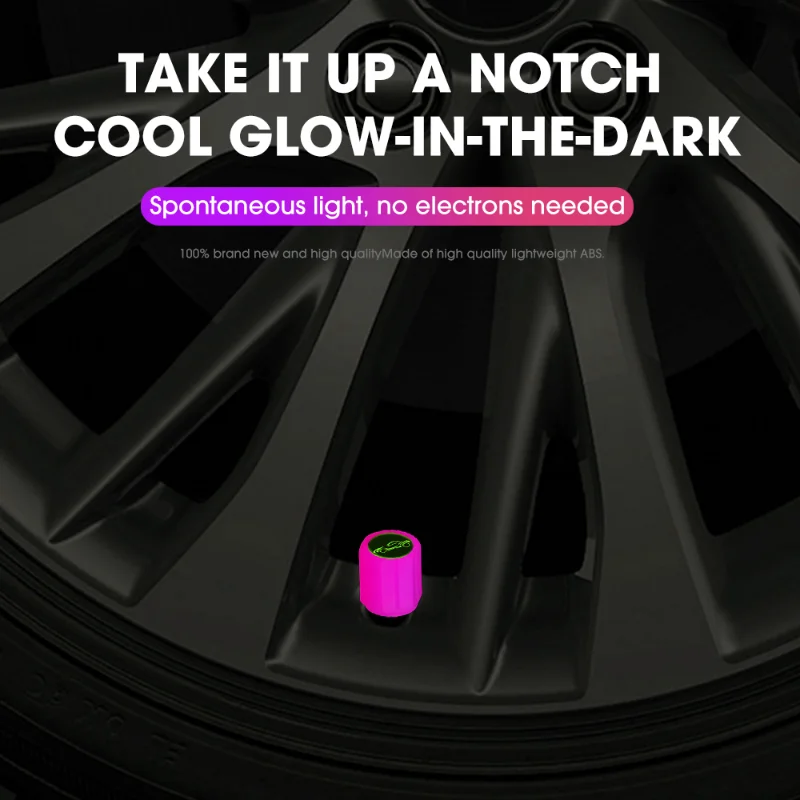 Pink Purple Car Tire Luminous Valve Cap Dustproof Cover Bicycle Motorcycle Universal Tyre Rim Stem Night Glowing Caps