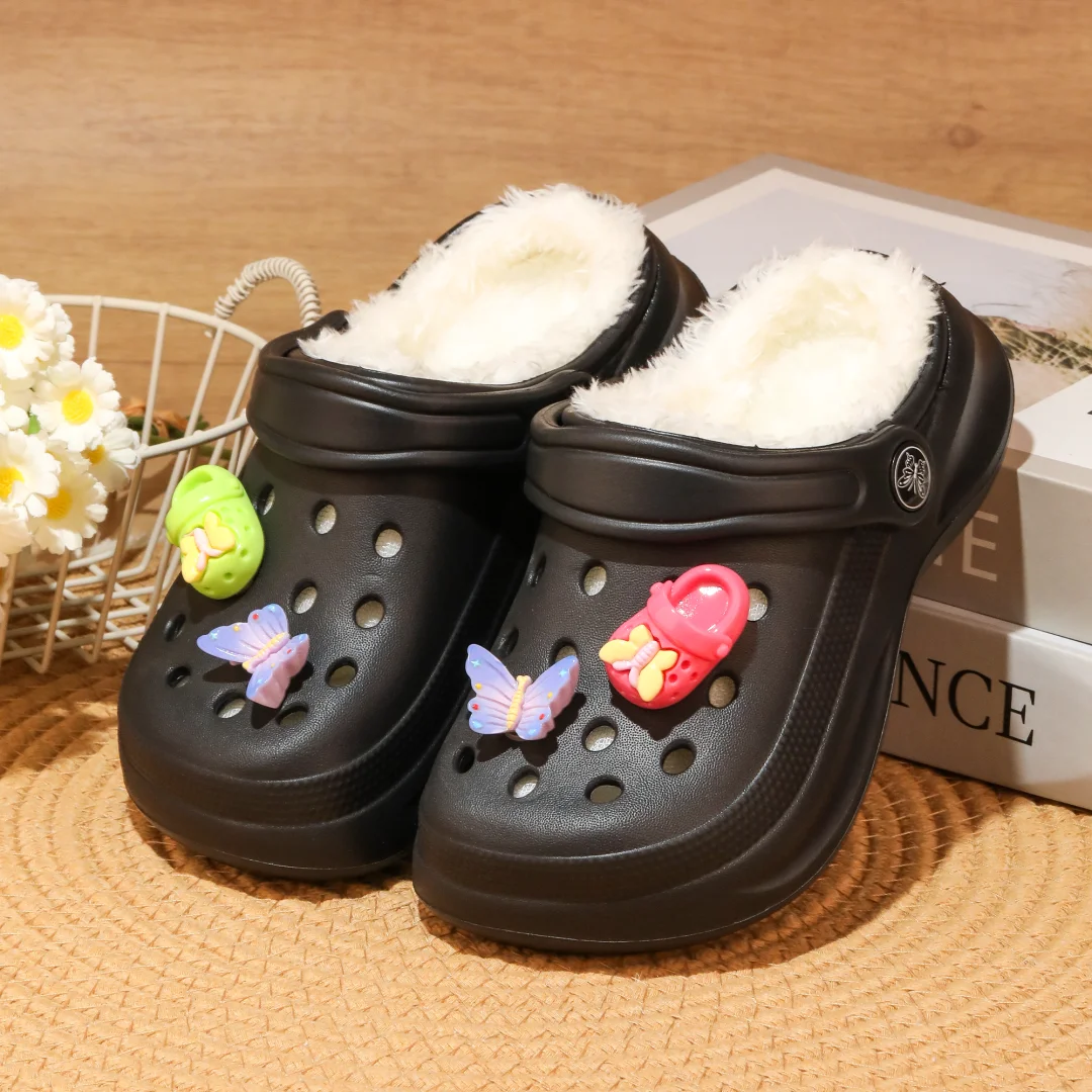 Kinder-Clogs und -Mules mit Fellfutter, leichte Garten-Schuhe mit Baumwollfutter, warme Hausschuhe für Jungen, Mädchen und Kleinkinder, 168. – Detail 17