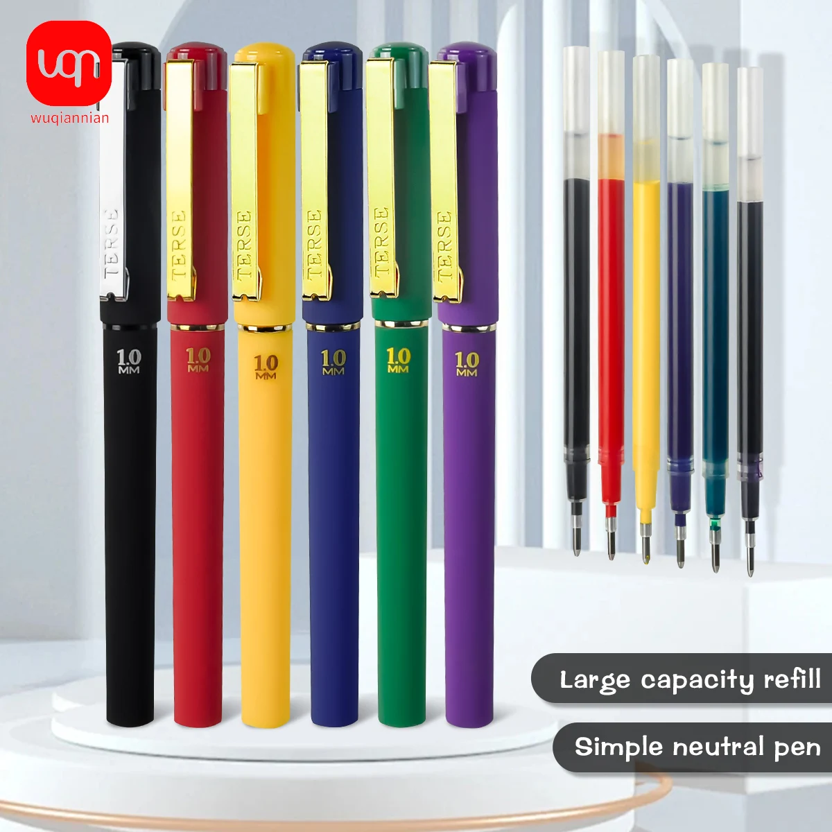 WQN-4/8PCS High Quality Large Capacity Gel Pen 1.0mm Nib Smooth Writing Multi-Color Ink Signature Pen School Office Stationery