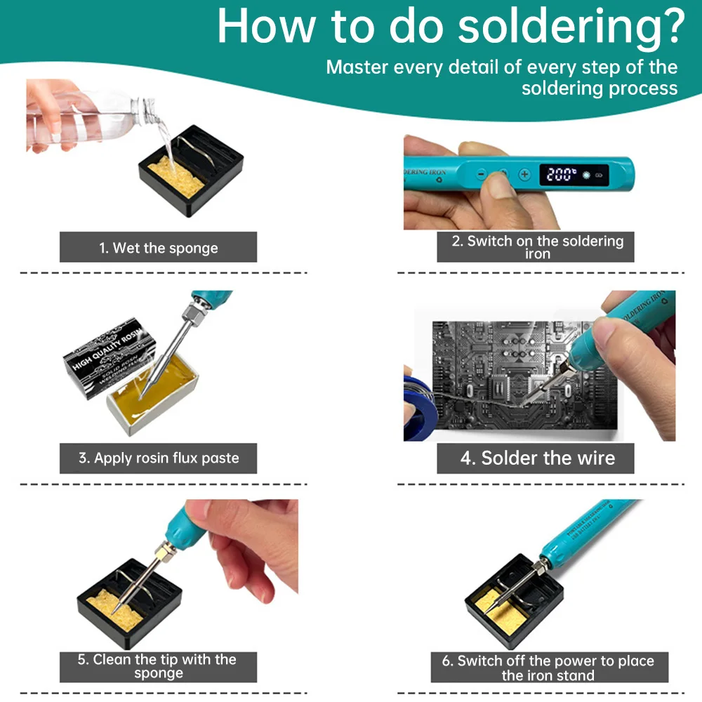 800mAH USB Soldering Iron Mini Soldering Iron Portable Set Type-C Interface Battery Adjustable Temperature Welding Iron Tool - Image 6