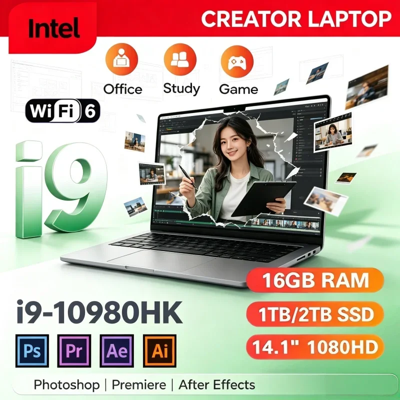 Top Rated 14.1in High Performance Laptop Intel Core i9-10980HK 16/32GB 2TB SSD Win11 Student Business Notebook