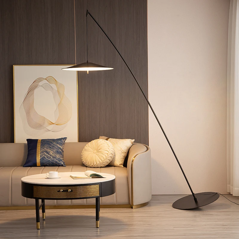 

Modern Simple Foyer Floor Lamp Bedroom Model Room Villa Exhibition Hall Luxury Fashion Hotel Vertical Light Standing Fishing Rod