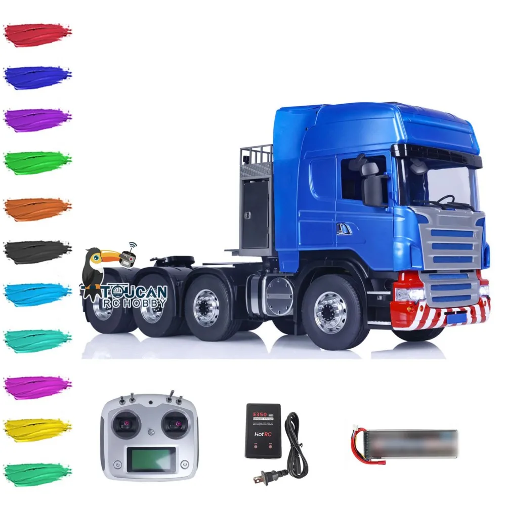 1/14 LESU chasis de Metal RC Tractor camión 8x8 RTR DIY pintado acabado Control remoto luces de sonido de coche para regalos de niños THZH1649