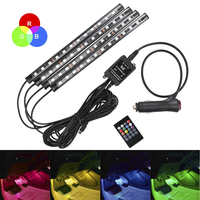 12V DIY Car Interior Ambient Mood Lights LED Strips RGB Lamps 24-48 Beads Door Foot Decorative Automotive Accessories Cartronics