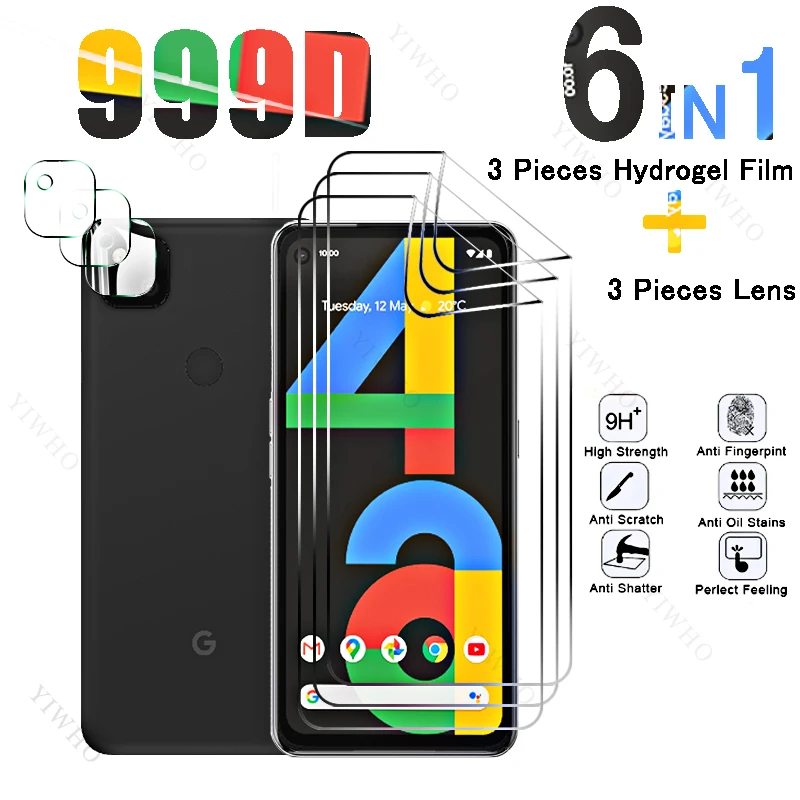 6in1 Cover Front Hydrogel Film for Google Pixel 4a Fingerprint Screen Protectors for Google Pixel 4 A G025J 5.81