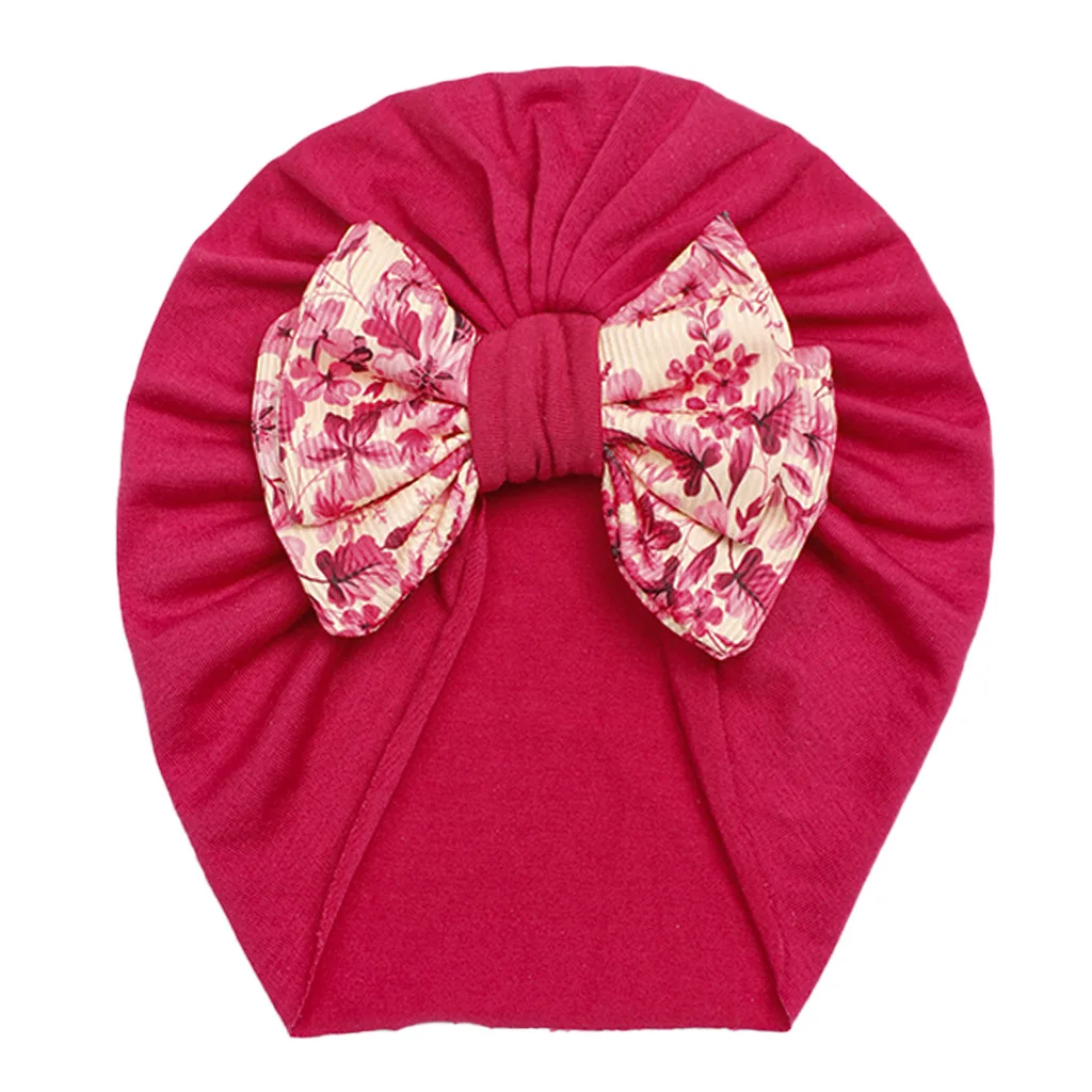 6 Colors Lovely Bow knot Baby Hat Cute Solid Color Baby Girls Boys Hat Turban Soft Newborn Infant Cap Beanies Head Wraps