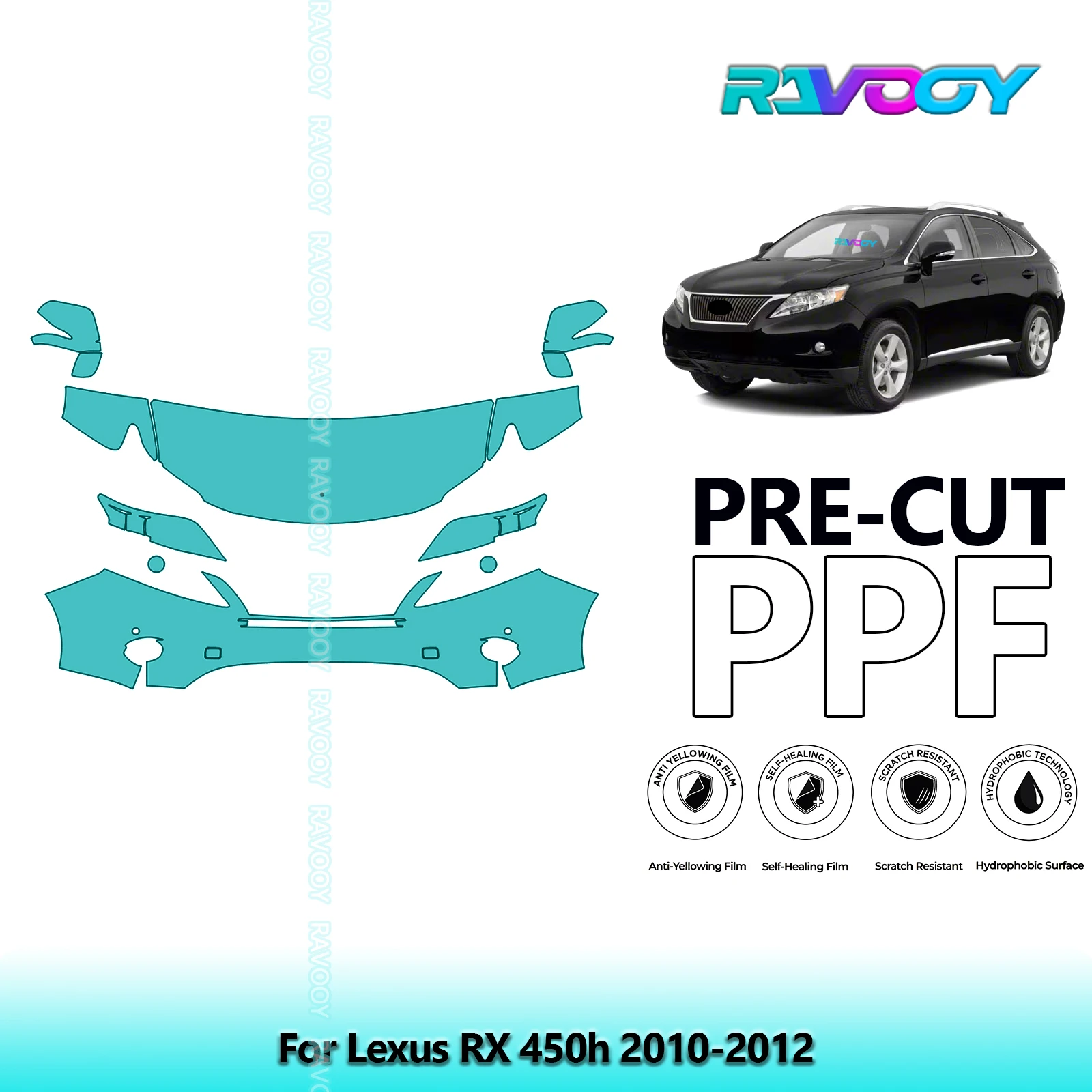 

8.5Mil Precut Paint Protection Film PPF Clear Bra Front Kit For Lexus RX 450h 2010-2012
