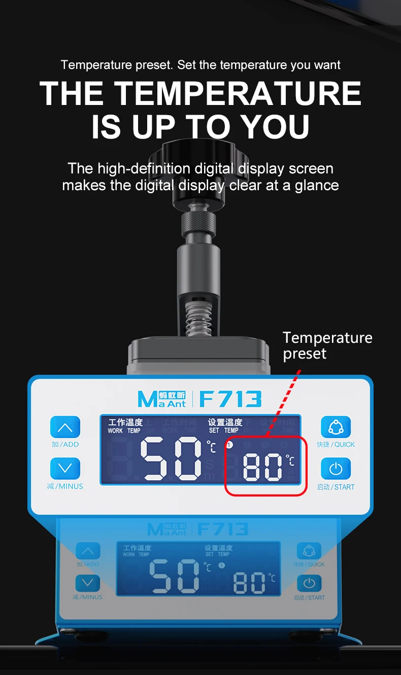 MAANT F713 Frame Removing Machine Electric Control Clamp + Upper Lower Suction Panels Heating Screen Disassembly Tool