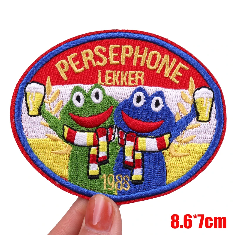 Oeteldonk Emblem Embroidered Patches DIY Frog Patch Carnival For Netherland Patch Iron On Patches For Clothing Sew Patch Badges