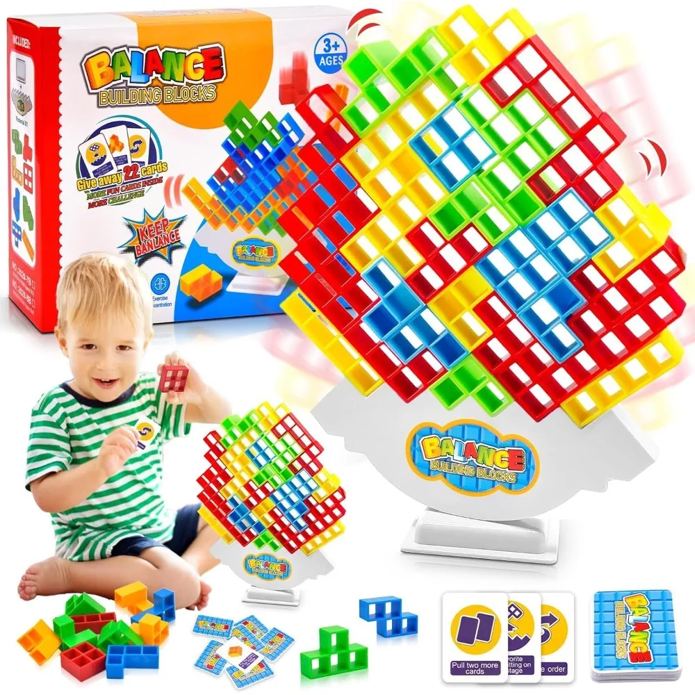 48PCS Tetra Tower Balance Game Stacking Toys Creative Stack Attack Team Tower Games for Kids Adults