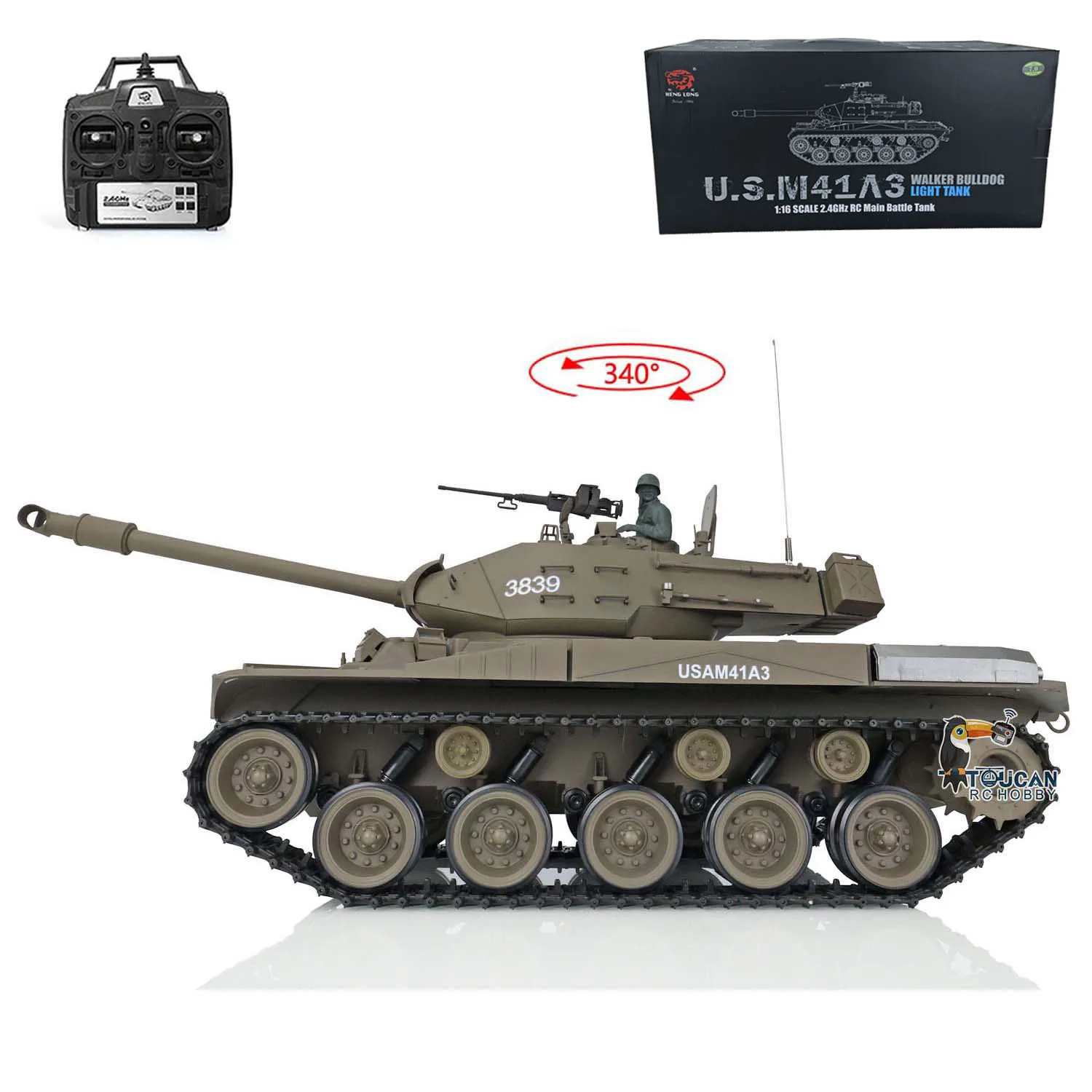 2,4 GHz Heng Long 1/16 Skala 7,0 RC Kunststoff Tank Panzer Walker Bulldogge RTR Fernbedienung Kampfpanzer Modell 3839 Spielzeug TH17323