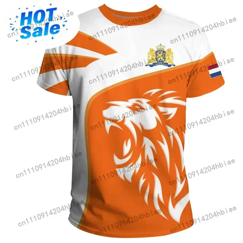 2024 Netherlands Flag T-shirt For Men 3d Printed Dutch Orange T Shirt Oversized Short Sleeve Outdoor Sports Tops Tee Shirts