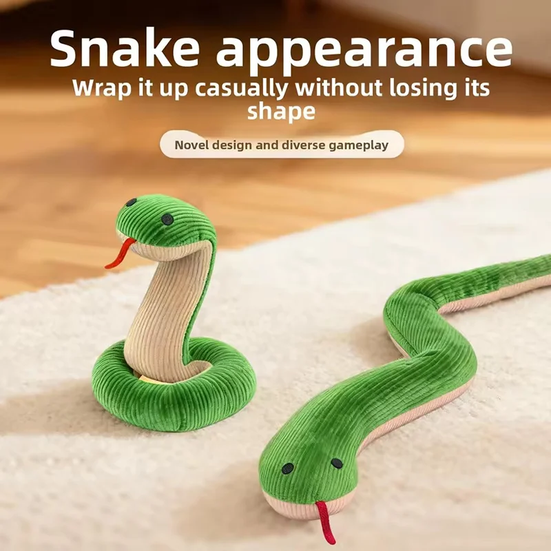Crinkle Sound Snake Toy 16.5 Inches Corduroy Interactive Kick Toy Bite Proof Entertainment Toy For Indoor Cats Kittens Small Dog
