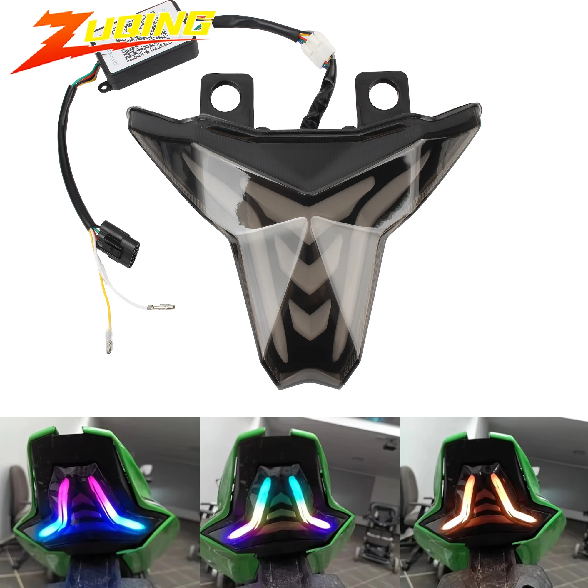 

Motorcycle Brake Tail Light Turn Signal Integrated APP Control RGB Decorative Lamp For Kawasaki Ninja 400 250 ZX 4R 4RR 6R Z1000