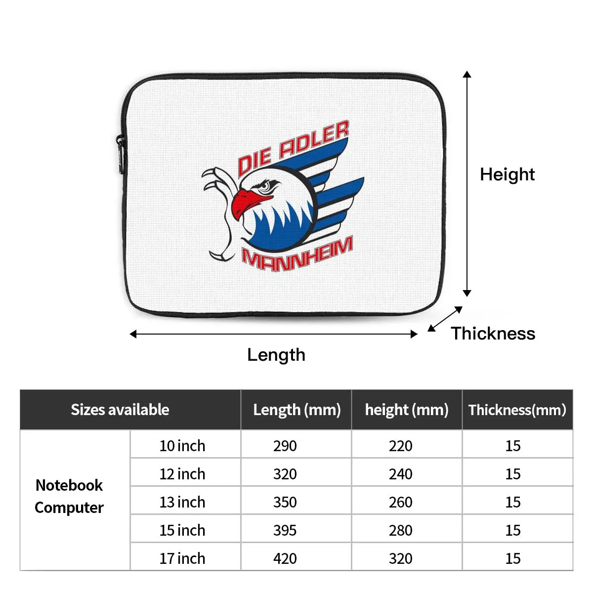 Adler Mannheim Hockey Notebook Laptop Bag Case Pouch For Macbook Air Pro Tablet Shockproof Case Bag
