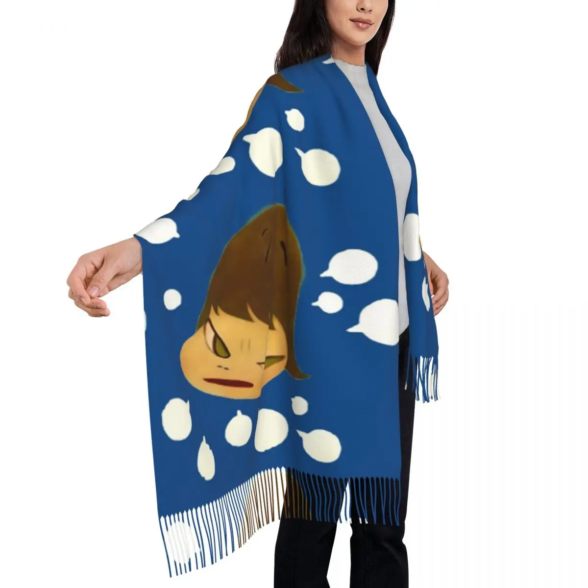 Yoshitomo نارا وشاح غاضب شرابة الأوشحة النساء شالات دافئة لينة ويلتف كبير الخريف الشتاء شال التفاف