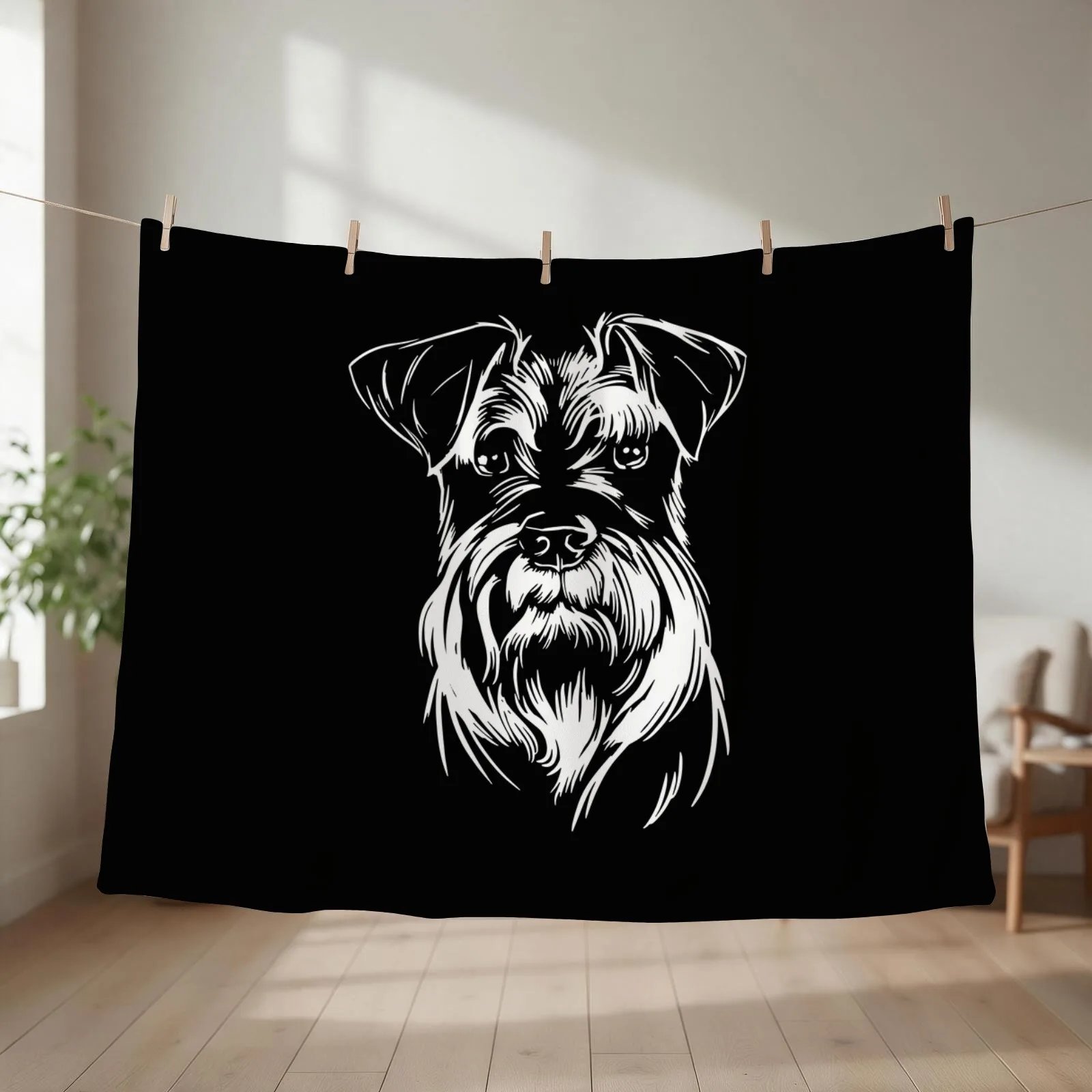 New Schnauzer dog Throw Blanket couch cozy soft plush fuzzy picnic outdoor blanket