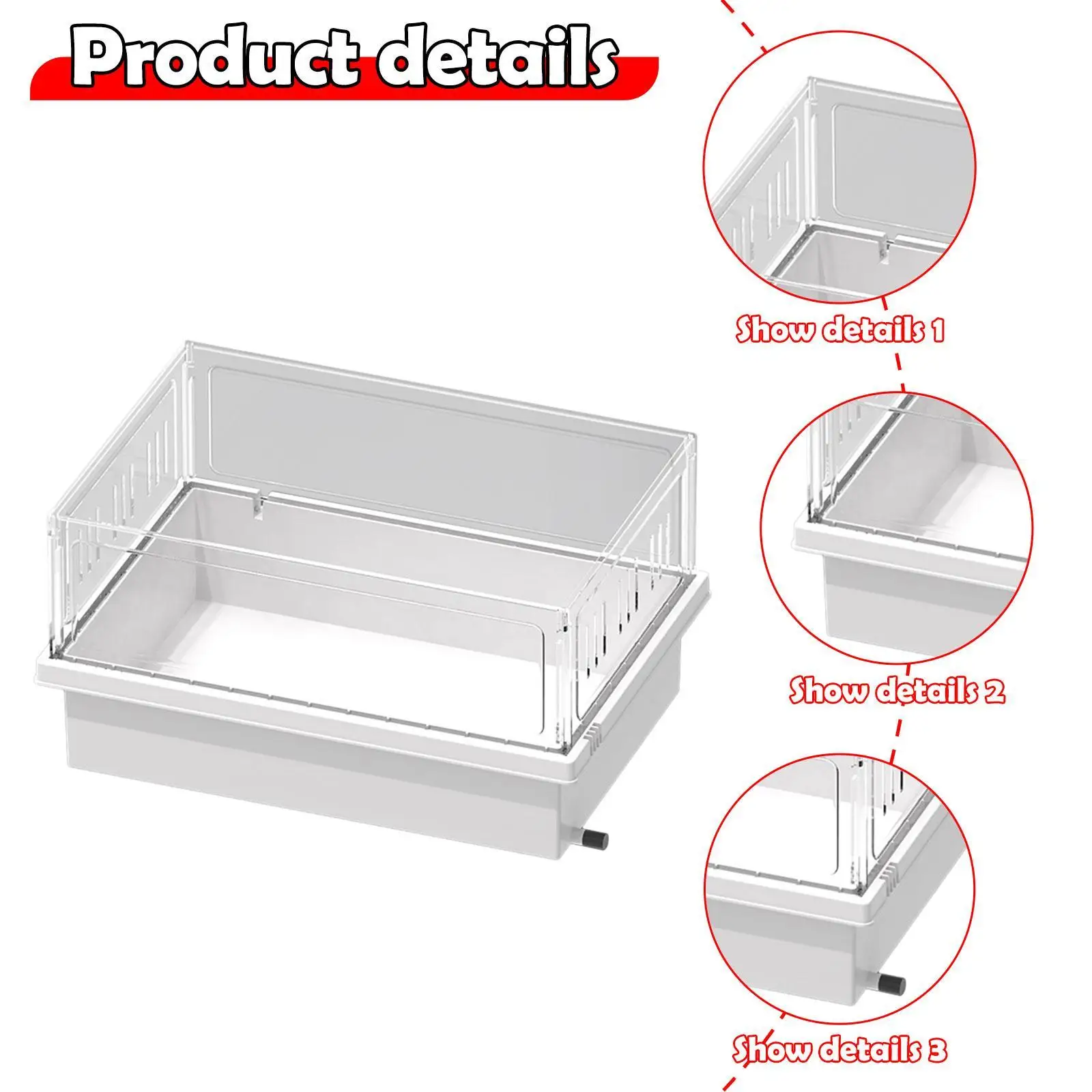 صندوق تغذية شفاف لخزان السلحفاة صندوق تربية برمائيات مع فتحة تصريف للزواحف الصغيرة حوض السمك تررم السلحفاة