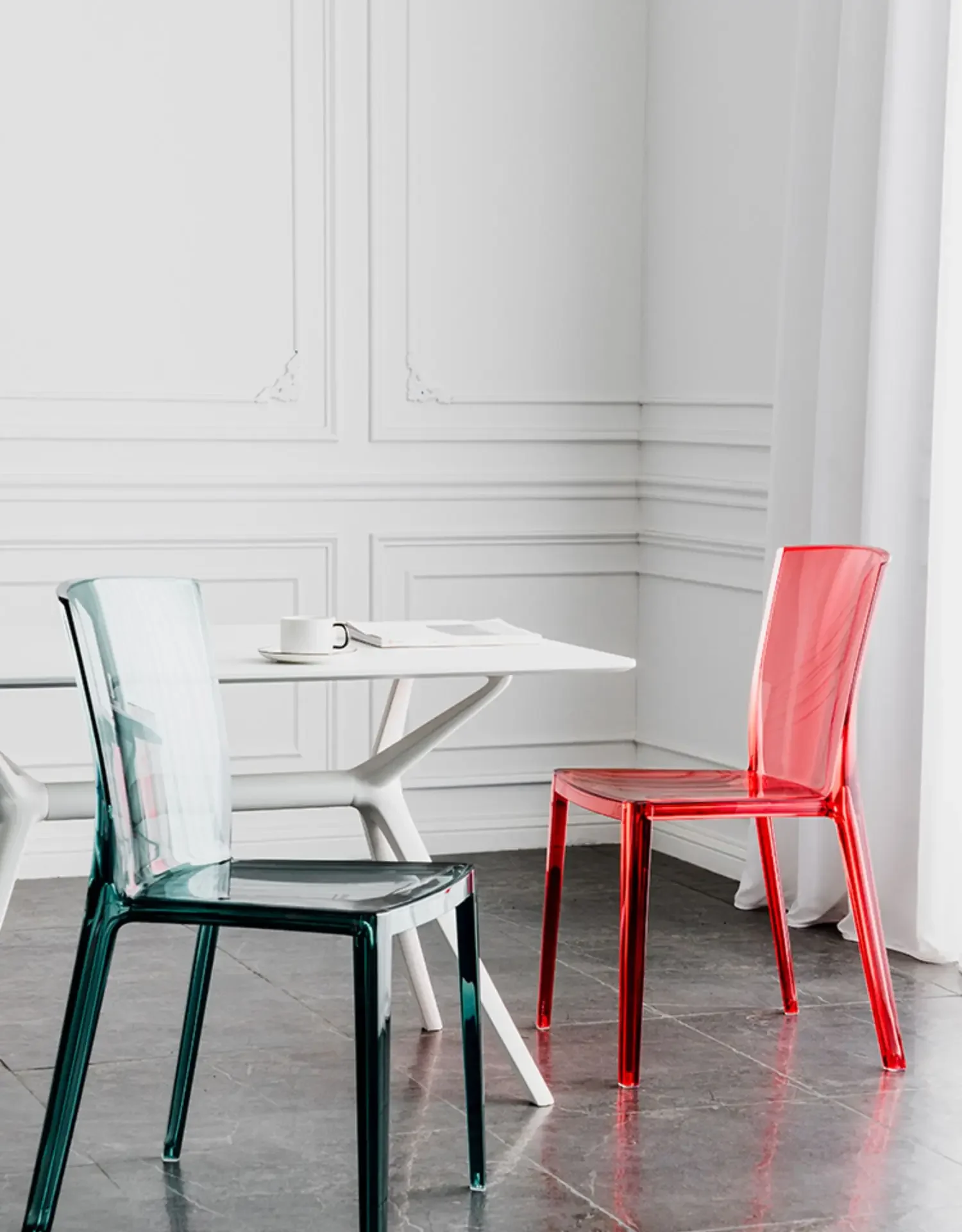 

Plastic chair home online celebrity ins crystal chair modern simple transparent leisure dining chair.