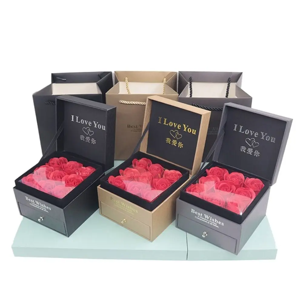 

Creative PVC 9 Roses Gift Box Romantic Artificial Flowers Rose Flower Box Exquisite Necklace Jewelry Box Mother