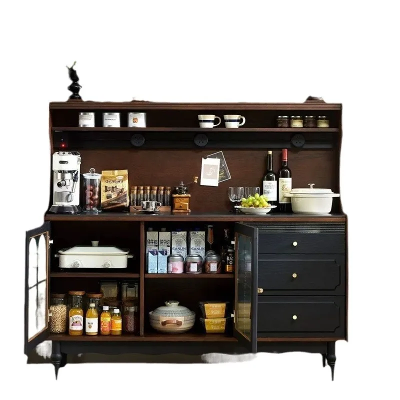 

French retro solid wood dining side cabinet living room