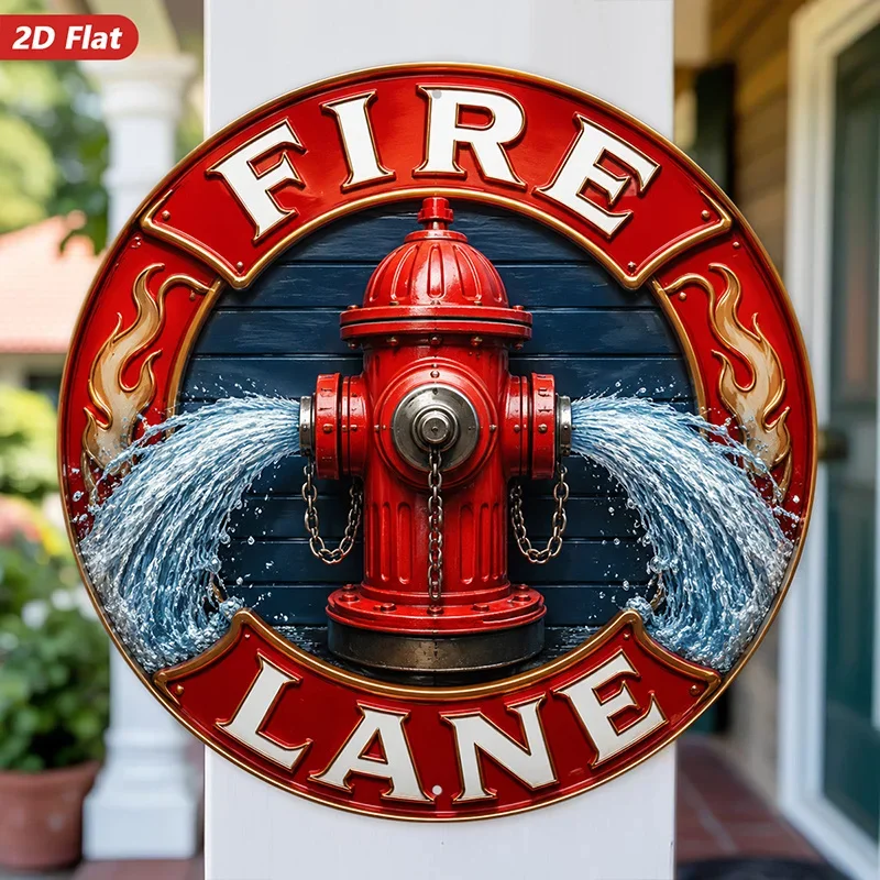 CIFbuy Rustic Fire Hydrant Flame Pattern Aluminum Wall Art Waterproof Wear Resistant Kitchen Study Living Room Decor