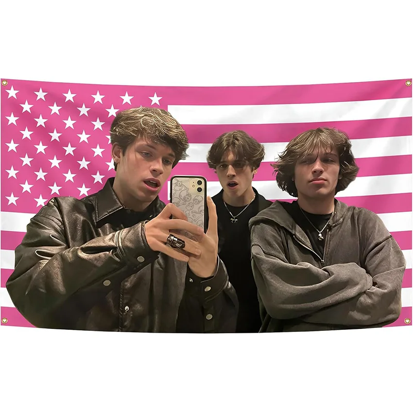 Sturniolo Teens Triplets Flag Pink American Tapestry 3X5FT Wall Hanging Banner For Man Cave Frat College Room Dorm Decoration