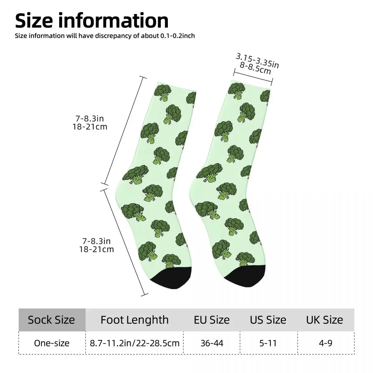 Broccoli Bunch Head Pattern Socks Harajuku High Quality Stockings All Season Long Socks Accessories for Unisex Gifts