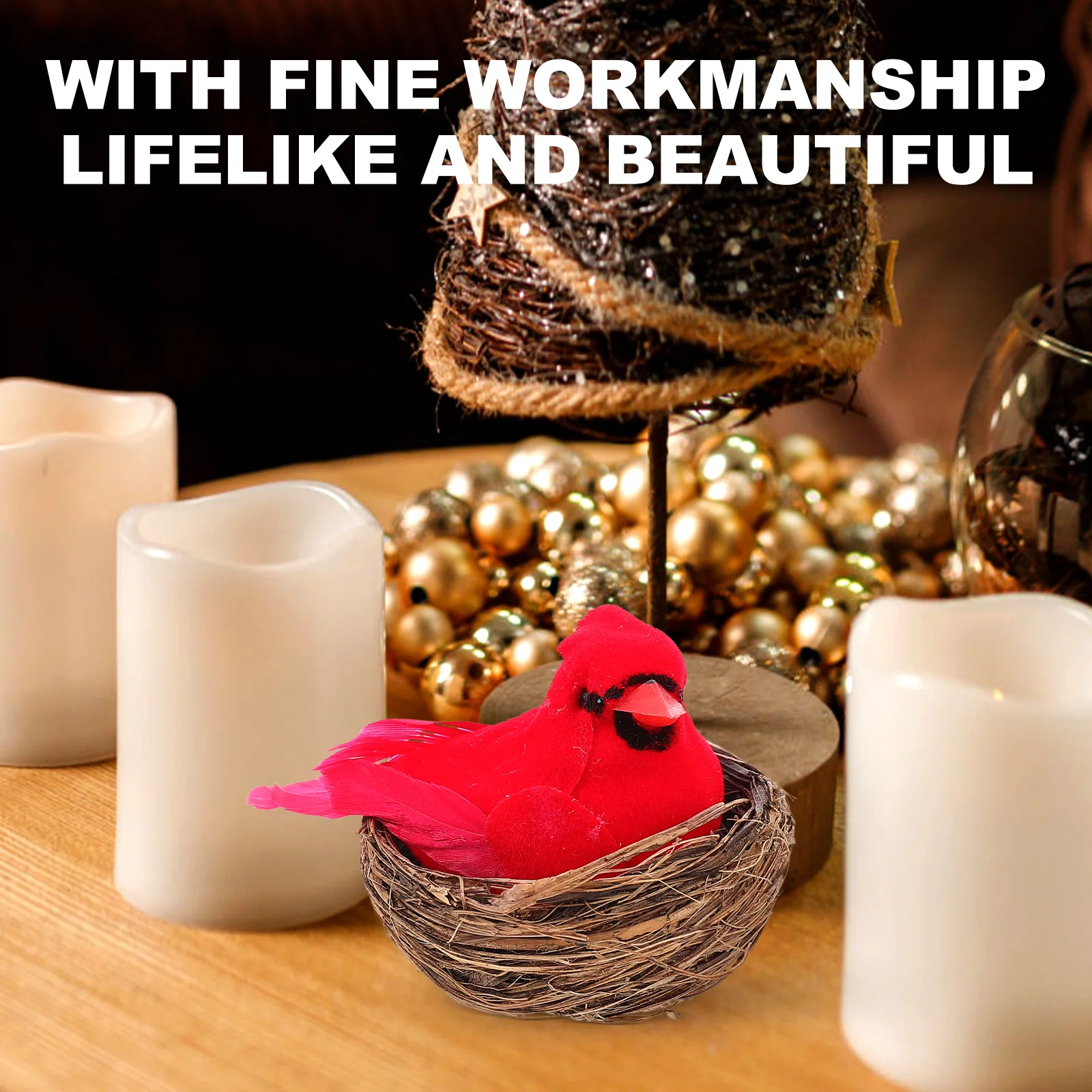 

Cardinal Bird Ornaments Christmas Decor Faux Model Artificial Birds Realistic Foam Fake Statues and Figurines Figures Home