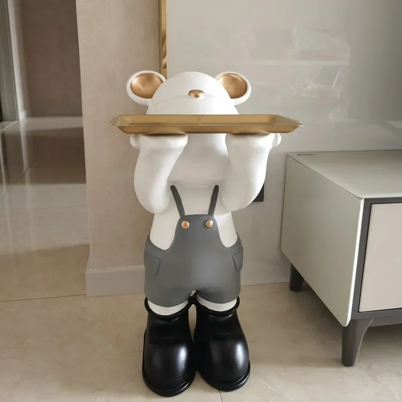 Home Decor Cartoon Bear Resin Statue Sculpture Nordic Large Landing Ornaments Home Living Room Decoration Kawaii Animal Statue