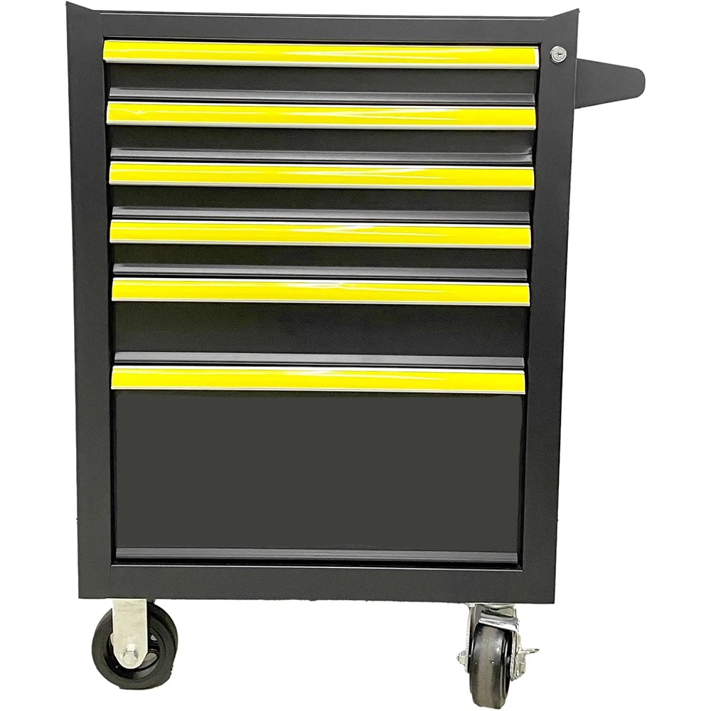 Black And Yellow 6-Drawer Rolling Tool Chest With Lock&Keys And Swivel Casters,Tool Chest