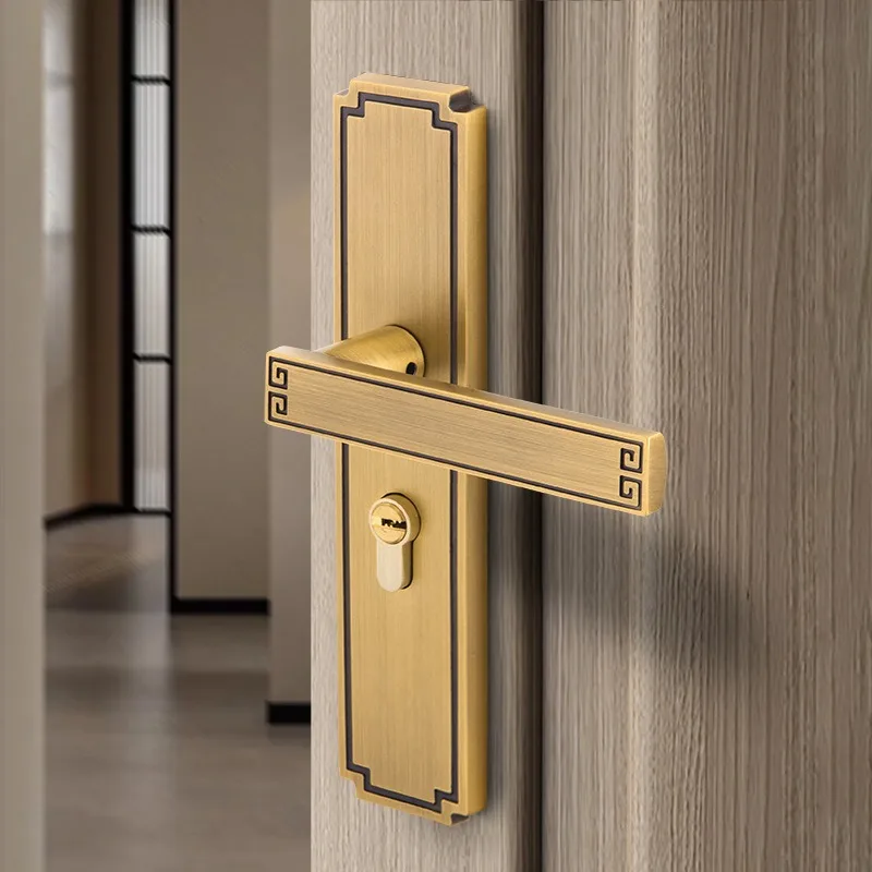 New Chinese Style All-copper Silent Door Lock for Villa Bedroom Wooden Door