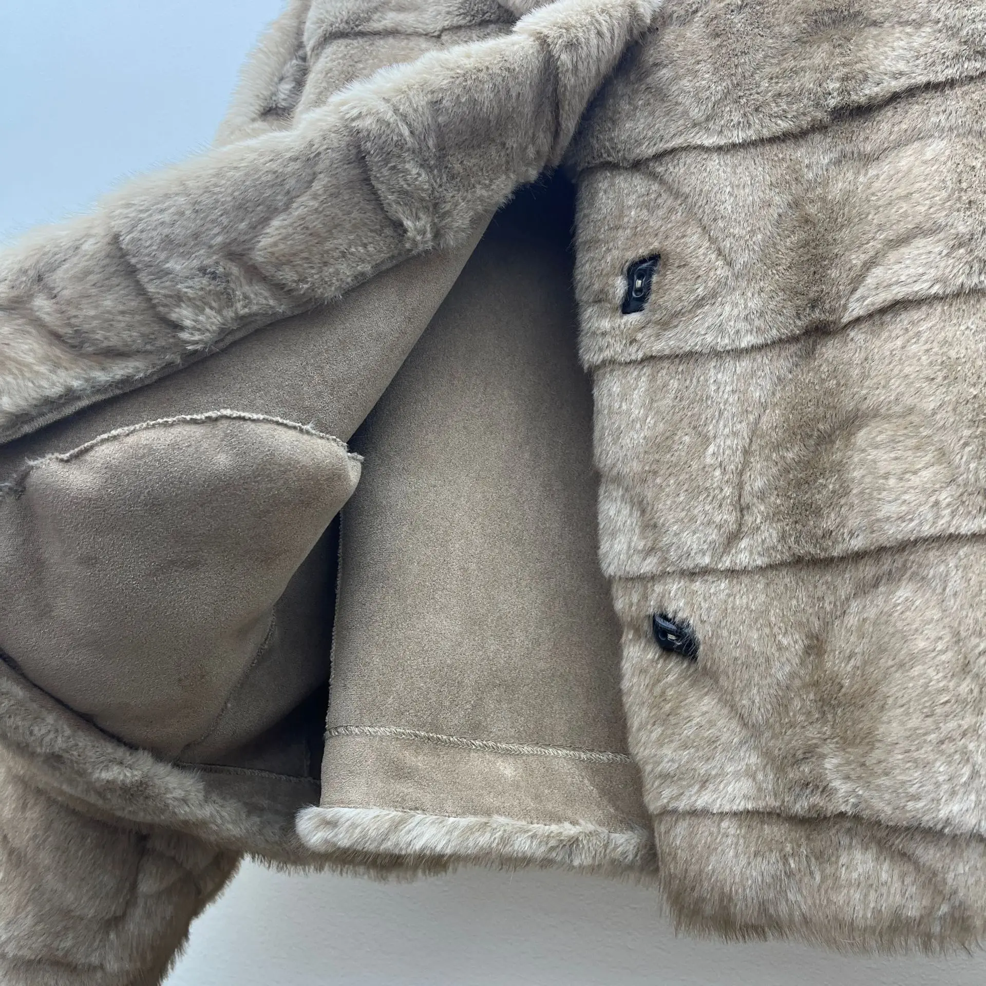 Estilo coreano elegante gola quente acolchoado jaquetas de pelúcia único breasted solto versátil casual casacos de pele do falso feminino inverno