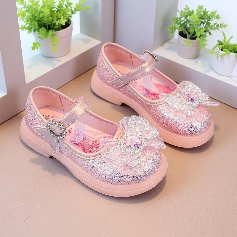 

Детские вечерние туфли принцессы Эльзы на высоком каблуке со светодиодной подсветкой, летние сандалии для девочек, обувь для маленьких девочек, синие, розовые туфли с кристаллами, размеры 23–34