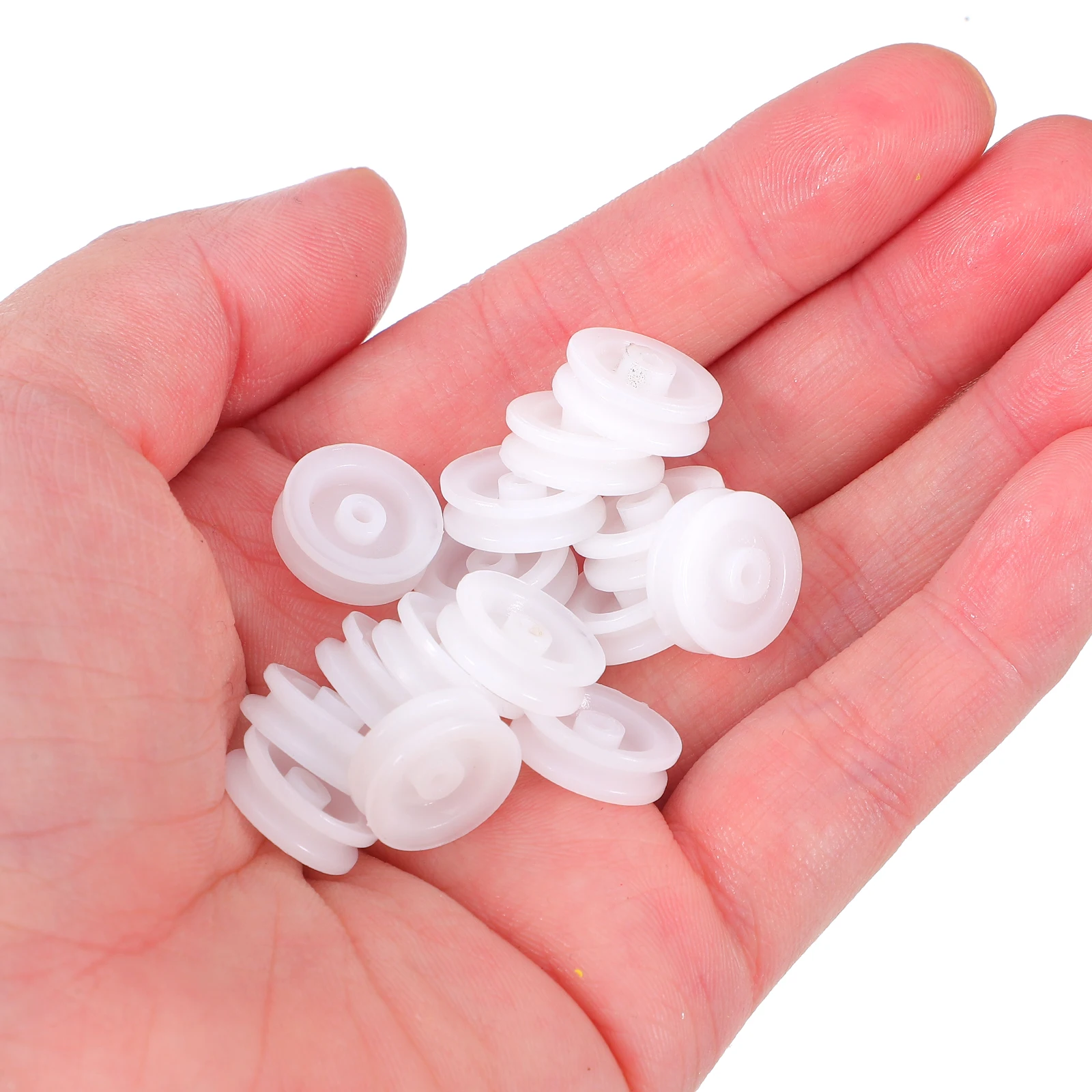 

50pcs Plastic Gear Pulley Belt Shaft Wheel Mute Robot Mechanical Replacement Parts For Car Fan Pump Diy Projects White