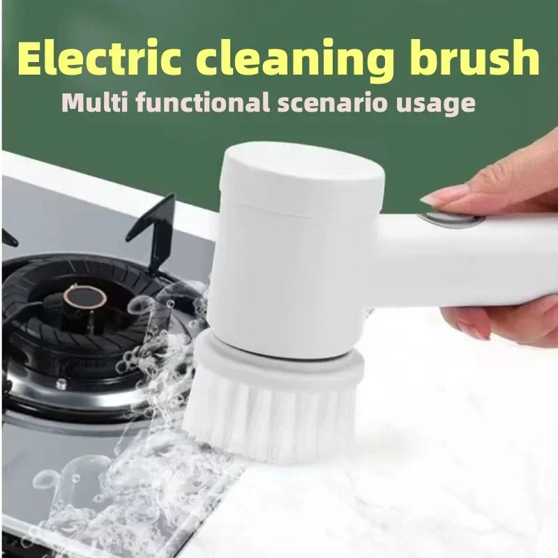 Electric Spin Scrubber With 5 Replaceable Brush Head Power  Electric Cleaning Brush Handheld Rechargeable Shower Scrubber