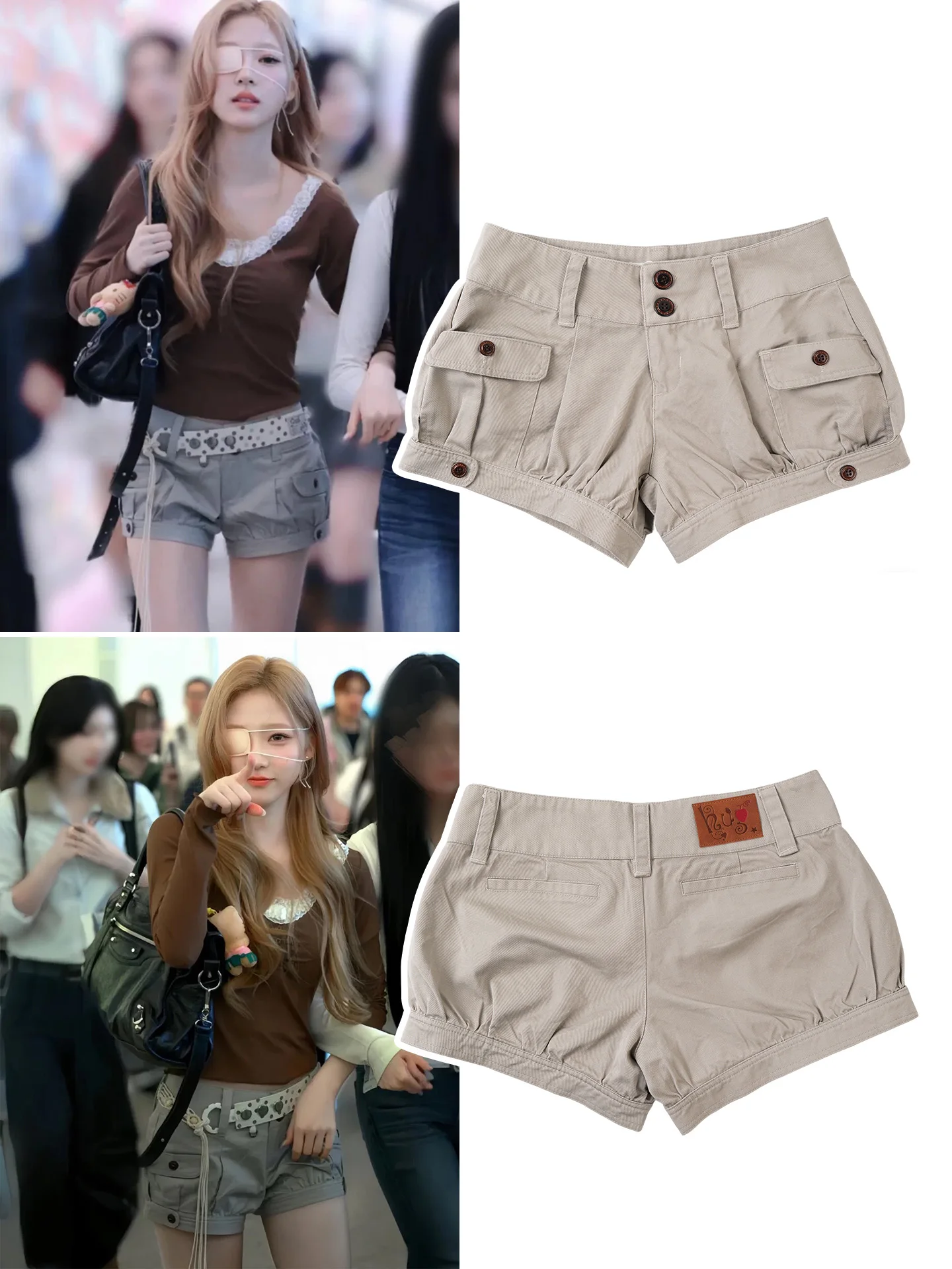 

Korean Style Women's Low Waist Pocketed Shorts Casual Lantern Pants Pumpkin Shape Flower Bud Workwear Style Cotton Summer Hot...