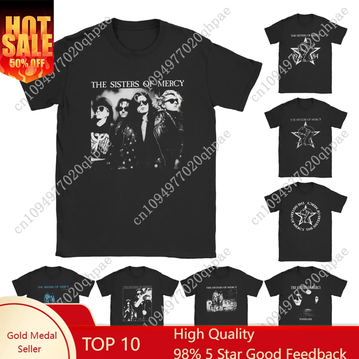 

Men's The Sisters Of Mercy Music T Shirts Punk Goth Rock Band Pure Cotton Tops Leisure Short Sleeve Round Neck Tee Gift T-Shirts