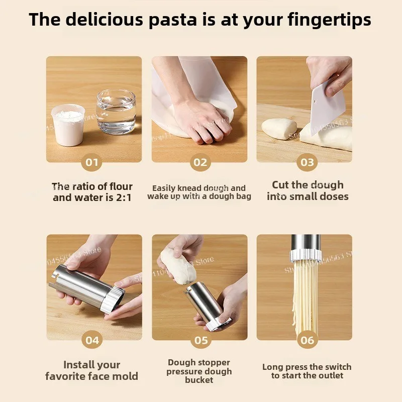 Elektrische Nudelmaschine. Multifunktions-Nudelpresse für den Haushalt. Kleine tragbare vollautomatische tragbare Nudelpresse